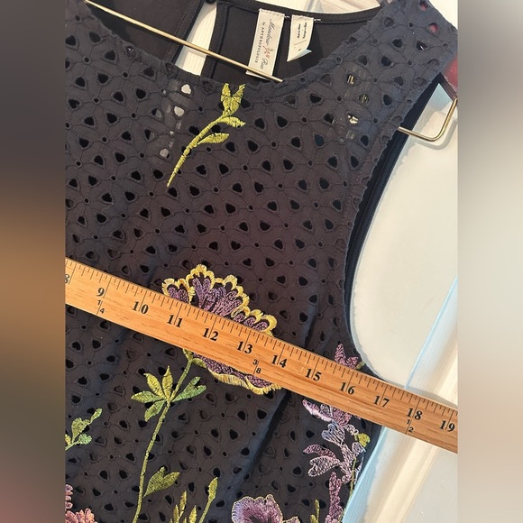 MEADOW RUE | Anthropologie S Harriet Floral Black Embroidery Eyelet Stretch Tank - Picture 9 of 15